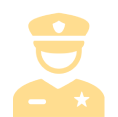 a yellow and black police officer